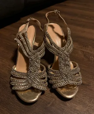 ANTONIO MELANI Gold Crystal Embellished Strappy Heels thumbnail 1