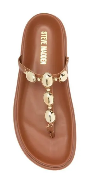 New Womens Steve Madden Zaire T-Strap Slip On BROWN Thong Sandals Size 10M thumbnail 1