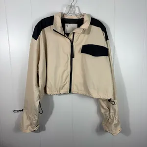 Anthropologie Pilcro Desert Trooper Cropped Bomber Jacket Tan Black Utility L thumbnail 2
