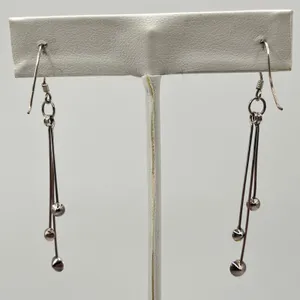 925 Sterling Silver Triple Strand Rhinestone Drop Earrings‎ Linear Tiered Dangle thumbnail 7