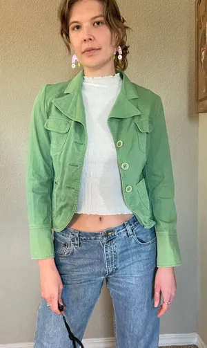 y2k green denim jacket Size L thumbnail 1