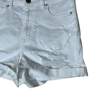 American Eagle White Curvy Hi Rise Shortie‎ Denim Shorts Distressed Size 6 thumbnail 2