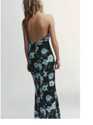 LONG FLORAL PRINT DRESS‎ WITH KNOT DETAIL, Zara women thumbnail 3