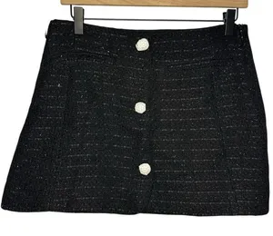 Zara Tweed Textured Mini Skirt Black Size Medium 4661/407/800 NWT Cottagecore‎ thumbnail 1