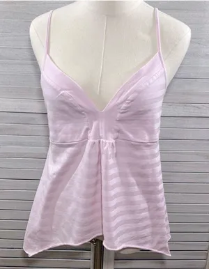 DKNY (City) Cami Top Shark Bite Hem Pink Stripes-Large thumbnail 1