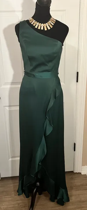 David's Bridal Fancy formal green evening bridesmaid dress thumbnail 1