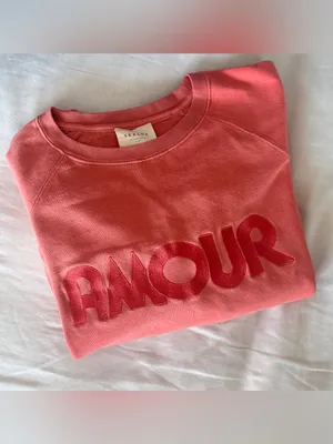 Sézane Amour Sweatshirt Pêche Vif Coral Pink Logo Organic Cotton Size S Sezane thumbnail 3