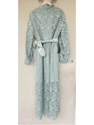 Tuckernuck Sage Lace Calliope Dress M Eyelet Long Puff Sleeve Wedding Feminine thumbnail 8