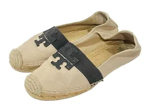 Tory Burch Size 6 Weston Canvas Flat Espadrille Black Slip‎ On Shoes thumbnail 1