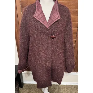 Peter Nygard Womens Coat Mohair Alpaca Wool Reversible Burgundy Jacket sz‎ 14 thumbnail 3