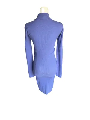 AKIRA - The Good One Cutout Cross Front Ribbed Sweater Mini Dress Purple Sz M thumbnail 5