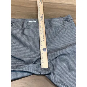 Loft Pants Size 14 Ann Crop Wide Leg Gray White Pinstripe High Rise Cotton thumbnail 5