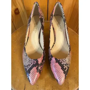 Franco Sarto Women's Pink Cobra Faux Snake Skin Pattern Pump Heels Size 6M thumbnail 2
