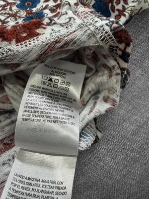 Lucky Brand Women’s Small Floral Border Print V-Neck Cotton Modal Top thumbnail 5