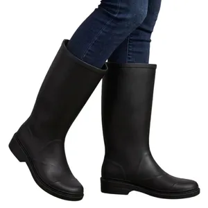 Jeffrey Campbell Matte Black Tall Rubber Rain Boots Size 10 Round Toe thumbnail 1