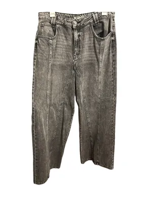 Charcoal Acid Wash Wide Leg Vintage Streetwear Denim Jeans thumbnail 2