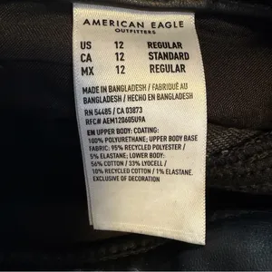 American Eagle Super High Rise Ankle Straight Jeans 12 Black Vegan Leather thumbnail 11