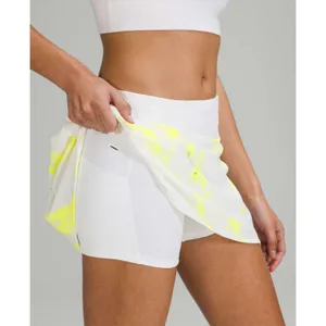 Lululemon Pace‎ Rival Mid-Rise Skirt *Long Wash Electric Lemon Multi / White thumbnail 4