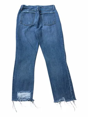 Lovers + Friends Distressed Straight Leg Raw Hem Jeans Medium Wash thumbnail 2