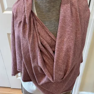 Lululemon Vinyasa heathered auburn convertible snap layering scarf or shawl thumbnail 3