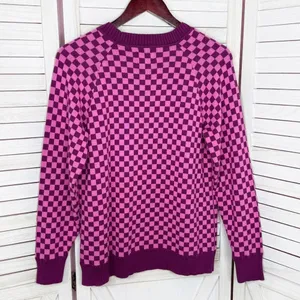 Future Collective Check Pullover Sweater Pink‎ Purple Small Pink thumbnail 10
