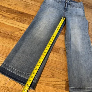 Seven7 Pacifica High Rise Wide Leg Jeans Medium Wash Raw Hem Size‎ 8 thumbnail 5