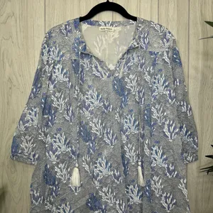 Roller Rabbit 100% Cotton Ugyen Leaves Serafina Tunic Coverup size S Small thumbnail 5
