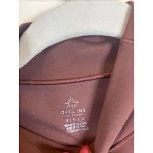 Offline By Aerie Medium Long Sleeve Shirt Active Pullover Stretch Mock Neck Plum thumbnail 2