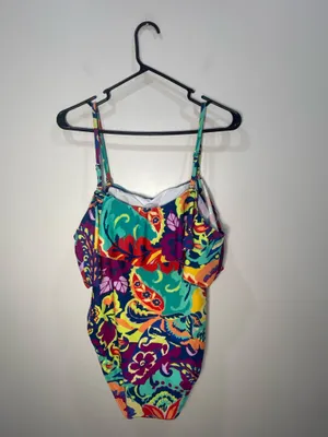 Tahari One Piece Swimsuit XL Tropical Floral Hawaiian Coastal Resort Swimwear thumbnail 7