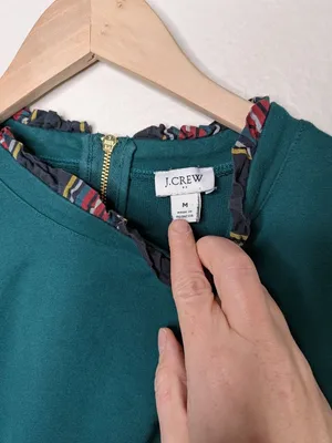 J. Crew Tartan ruffle-collar pullover Hunter Green Long Sleeve Knitwear Medium thumbnail 3