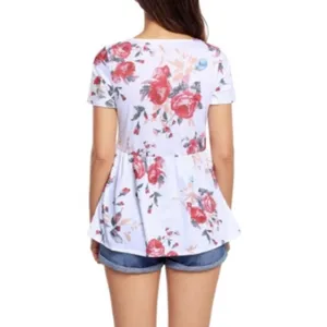 White Floral Lace Up V Neck Top thumbnail 2