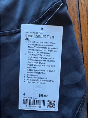 Lululemon Base Pace High Rise 25" Heritage Camo Deep Coal Black Size 4 NWT thumbnail 4