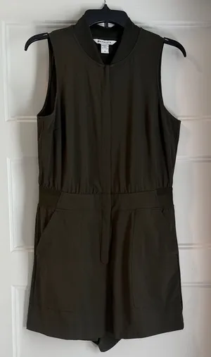 Athleta Dark Olive Sleeveless Zip Romper thumbnail 1