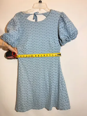 Free People Apricot Rose Sky Blue Puff Sleeve Ruffle Mini Dress Size S thumbnail 7