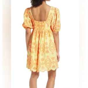 Lilly Pulitzer Sarafina Eyelet Yellow and Orange Patterned Babydoll Dress Size 2 thumbnail 6