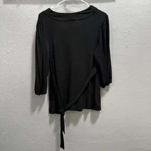 Liz Lange Maternity Target Black‎ V-Neck Wrap Empire Waist 3/4 Sleeve Top Large thumbnail 3