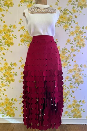 NWT Hollow Out Burgundy Maxi Skirt size L thumbnail 2