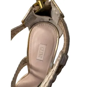 Glint Gold Braided Strappy Heel Stiletto Sandals Shoes sz 8.5M‎ Maximalist thumbnail 7