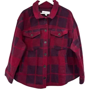 Ava & Viv Plaid Purple Burgundy Button Down Shacket Size 3x NWT thumbnail 1