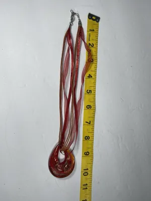 Red Ribbon Cord Necklace Teardrop Charm Pendant Lobster Clasp Adjustable 16" thumbnail 5