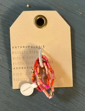 Anthropologie Accessories - 3 Beaded Elastic Rings | 14K Gold Plated - New thumbnail 1