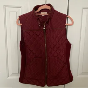 Francesca’s Collection Maroon Quilted Vest thumbnail 1