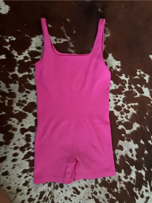 OQQ‎ Women's Sleeveless Pink Ribbed Romper Jumpsuit, snatching thumbnail 3