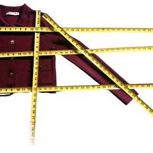 Zara Burgundy Cropped Cardigan Jacket Size S Collared Button Front thumbnail 10