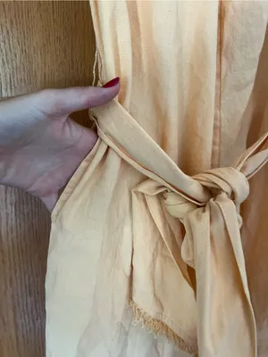 Free People Peach Off-Shoulder Tie-Waist Jumpsuit thumbnail 6