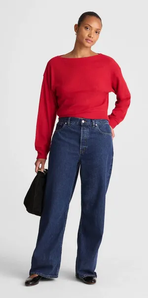 NEW Madewell Curvy Low-Slung Baggy Jeans in McKinney Wash Blue Rigid US 27 thumbnail 1