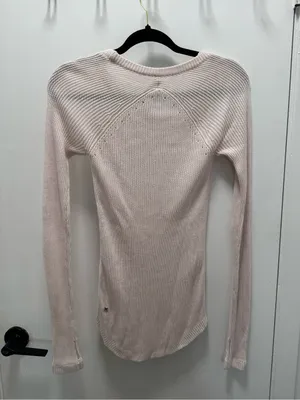 Lululemon Cabin Yogi Long Sleeve Light Pink Sweater Knit Top US 2 Cashmere Mix thumbnail 6