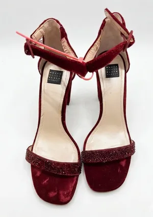 White House Black Market heels burgundy ankle toe straps. Size 8M thumbnail 1