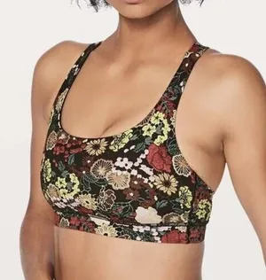 Lululemon Size 4 Energy Bra Fluorolace‎ Multi Medium Support Stretch B / C Cup thumbnail 1