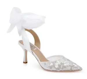 New Badgley Mischka Blaze II Satin Ankle Wrap Stiletto Pumps Size 6 thumbnail 1